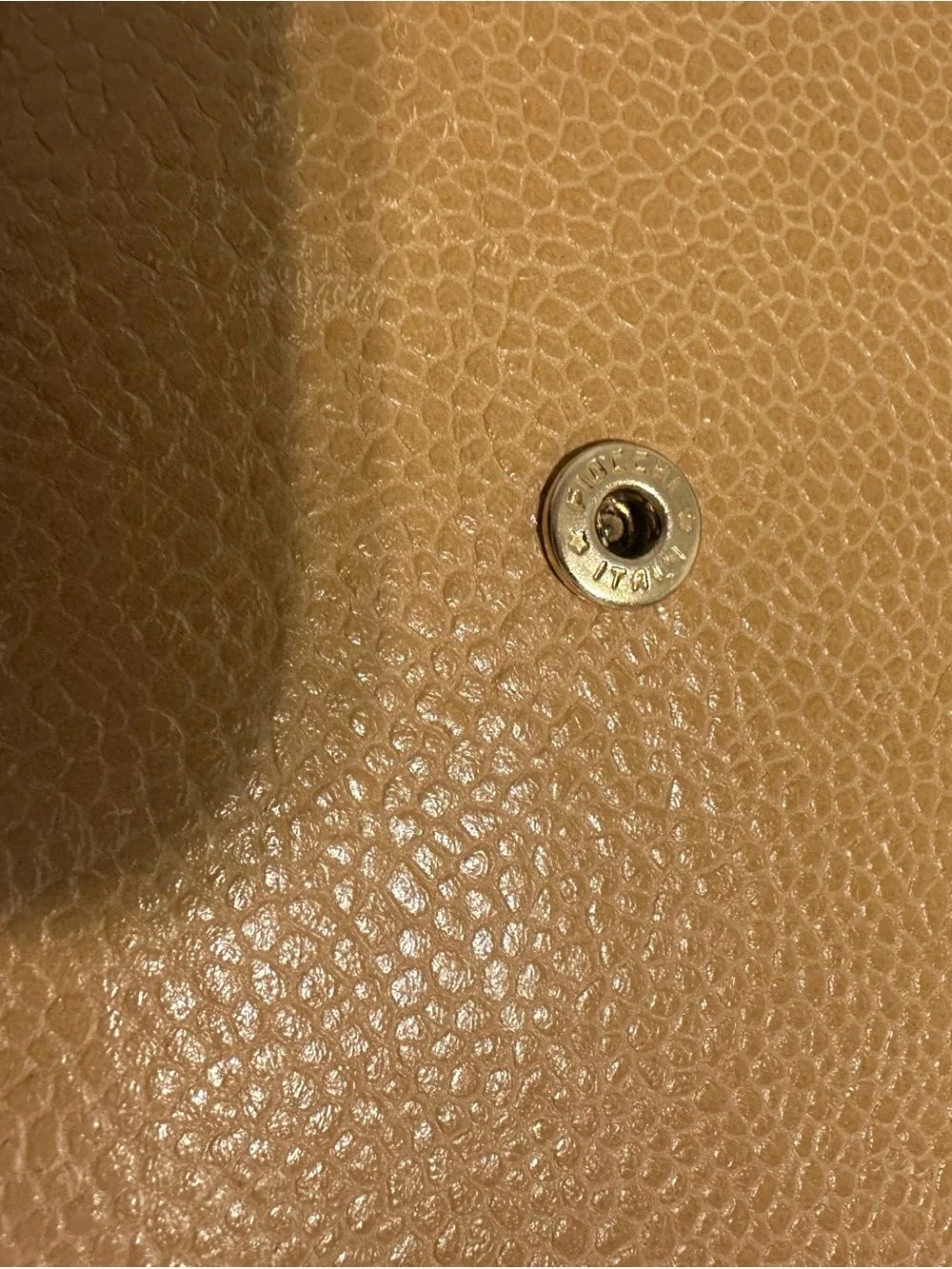 CHANEL Tan Quilted CC Leather Clutch